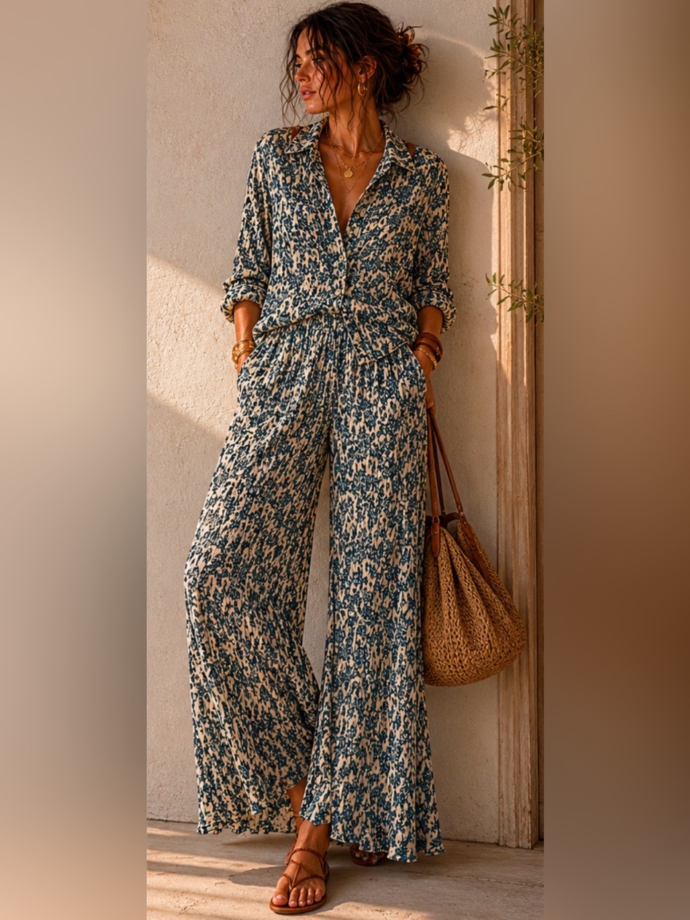 Gentle Fawn Luxury Coastal Chic Plissé Set | New, XL/L